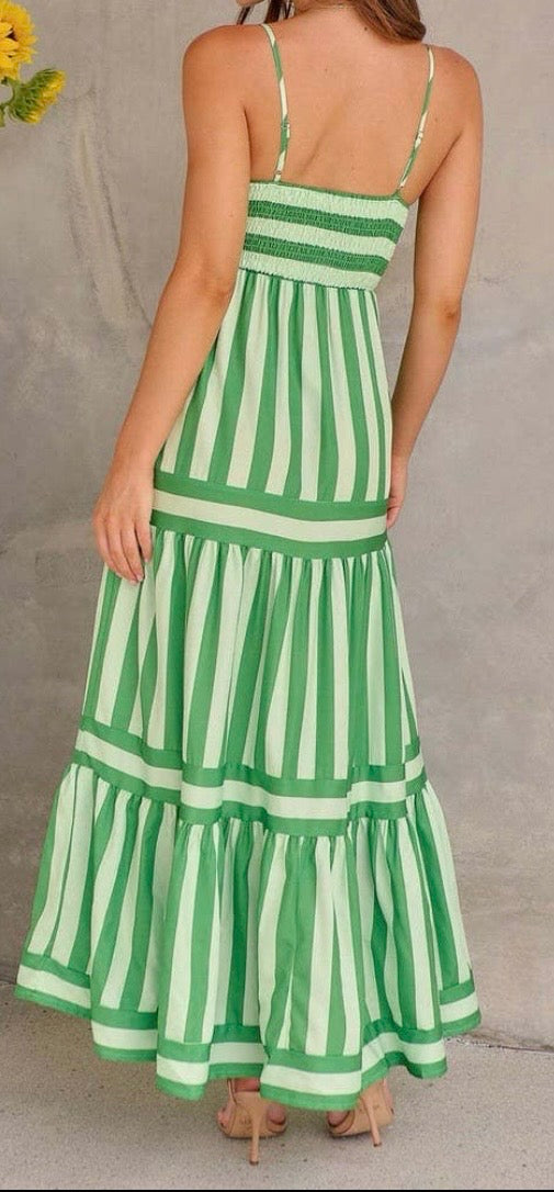 Green Striped Cami Dress